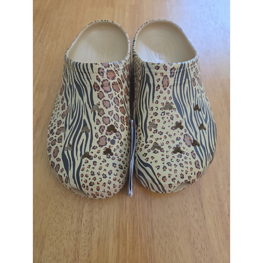 Disney Parks Mickey Mouse Icon Crocs Animal Print Clogs M9 W11 NWT